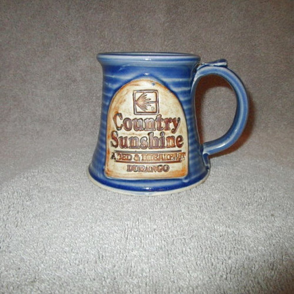 Vtg Country Sunshine Bed & Breakfast Coffee Mug Art Pottery Stoneware Signed